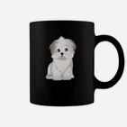 Süßes Shih Tzu Cartoon Tassen Unisex in Schwarz, Hunde-Design Tee