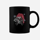 Totenkopf mit Weihnachtsmütze Tassen, Strassdesign Motiv