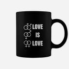 Unisex 'Love is Love' Tassen mit Geschlechtssymbolen in Schwarz