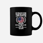 USA Motto Tassen Schwarz - Keine Therapie, nur USA-Reise Tee