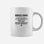 Bonus-Papa Tassen mit Spruch für Stiefväter, Weißes Herrenshirt