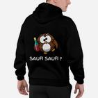 Lustiges Eulen-Motiv Hoodie Saufi Saufi mit Flaschen-Design für Partys