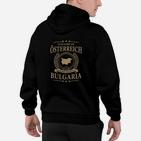 Österreich-Bulgarien Herzschlag Hoodie, Schwarz mit Ländermotiv