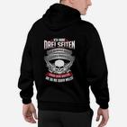 Schwarzes Schädel-Hoodie Ich habe drei Seiten, Lustiges Spruch-Hoodie