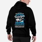 Taucher Hoodie Ruhig Schüchtern – Beim Tauchen Eskaliere ich Lustiges Schwarz