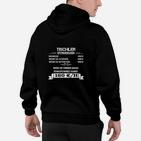 Tischler-Humor Schwarzes Hoodie, Preisliste Motiv