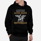 Alten Mann Motorrad Spruch Hoodie, Schwarzes Biker-Tee