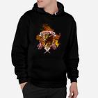 Burning Ink Flammen-Design Hoodie mit Kreuzmuster für Herren