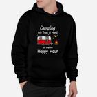 Camping mit Frau & Hund Hoodie, Lustiges Happy Hour Hoodie