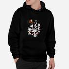 Comic-Tierparty-Design Schwarzes Hoodie, Witziges Motiv für Tierliebhaber