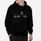 EKG Bergsilhouette Schwarzes Hoodie für Herren, Naturverbundenes Design