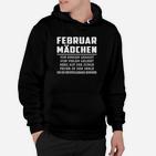 Februar Mädchen Schwarzes Damen-Hoodie, Geburtstags Design