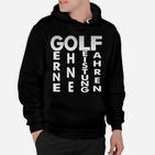 Golf Erfahrung Schwarzes Hoodie, Vertikaler Schriftzug Design