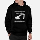 Humorvolles Bagger-Motiv Hoodie, Lustiges Spruch Tee - Schwarz