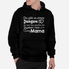 Mama Herz-Jungen Schwarzes Hoodie, Liebevolles Mutter-Sohn Design