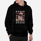 Mops Weihnachtstshirt mit Schneeflocken & Zuckerstangen Hoodie