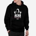 Schwarzes ACAB-Hoodie mit Handzeichen-Design, Streetwear für Proteste