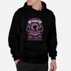 Schwarzes Damen Hoodie mit Zahnrad und lustigem Spruch