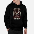 Schwarzes Herren Hoodie mit Stier-Motiv, Lustiger Spruch für Männer