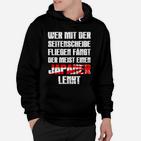 Schwarzes Hoodie Japser Lenker mit Seitenfenster-Spruch & Japanflagge