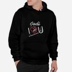 Schwarzes Hoodie mit Godi Herz & Gitarren-Print für Musikliebhaber