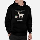 Schwarzes Hoodie mit Ziegen und Wein Spruch, Lustiges Bauernhof-Motiv