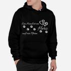 Schwarzes Hundeliebhaber Hoodie mit Herz-Pfoten-Design, Geschenk für Hundefreunde