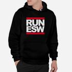 Schwarzes RUN ESW Street-Style Hoodie, Urban Fashion Tee