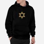 Schwarzes Unisex Hoodie mit Goldenem Davidstern-Design, Jüdische Symbolik