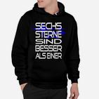 Sechs Sterne Schwarzes Hoodie, Grafik Tee mit Spruch