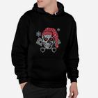 Totenkopf mit Weihnachtsmütze Hoodie, Strassdesign Motiv