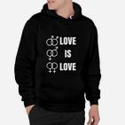 Unisex 'Love is Love' Hoodie mit Geschlechtssymbolen in Schwarz