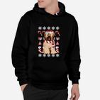 Weihnachtshund Hoodie mit Zuckerstangen & Schneeflocken, Festliches Motiv