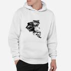 Comicprint Herren-Hoodie in Schwarz-Weiß, Lustiges Grafikdesign Tee