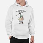 Damen Hoodie Einfache Frau Golf und Wein, Weißes Freizeitshirt