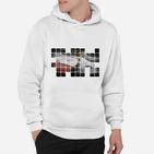 Distressed Karierte Flagge Herren Hoodie in Weiß, Motorsport Design