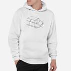 Herren Hoodie mit Auto-Linienkunst, Minimalistisches Design, Weiß