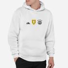 Weißes Herren Hoodie mit Wappen & Ikonen-Design, Minimalistisch