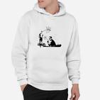 Weißes Hoodie mit Schachspiel-Karikatur, Lustiges Motiv für Spieler