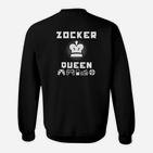 Gamer Queen Damen Sweatshirt, Schwarzes mit Spielersymbolen