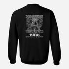 Jahrgang 1986 Geburtstags-Sweatshirt Schwarz mit Adler und Spruch