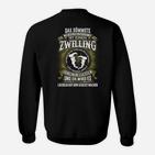 Lustiges Zwilling-Spruch Sweatshirt, Witziges Geschwister Tee in Schwarz