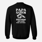 Papa & Sohn Herz an Herz Schwarzes Sweatshirt, Motiv mit Handabdruck
