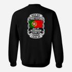 Portugal Flaggen-Sweatshirt mit Patriotischem Spruch, Schwarz