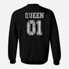 Queen 01 Schwarzes Damen Sweatshirt mit Glitzersteinen, Modisches Top