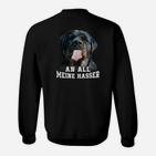 Schwarzes Bulldoggen Sweatshirt An alle meine Hasser, Humorvolles Outfit