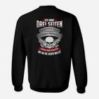 Schwarzes Schädel-Sweatshirt Ich habe drei Seiten, Lustiges Spruch-Sweatshirt