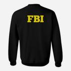 Schwarzes Sweatshirt mit Gelbem FBI-Aufdruck, Stylisches Statement Tee