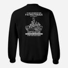 Schwarzes Sweatshirt mit Patriotismus-Spruch, Dein Hass stört Motiv