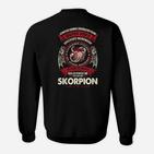 Schwarzes Sweatshirt mit Skorpion-Motiv & Spruch: Gutes Herz, Scharfer Stachel